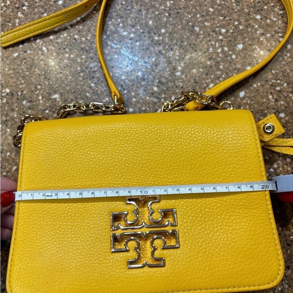 Tory Burch Bright Yellow Leather Crossbody with Gold Logo